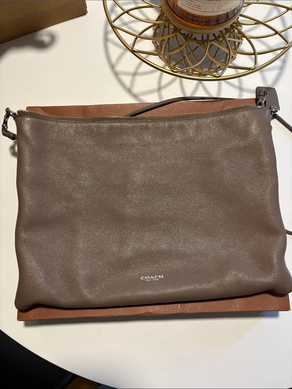 Coach Pebbled Leather Shoulder Bag in Brown